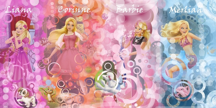 Barbie Liana, Corinne, Barbie, and Merliah