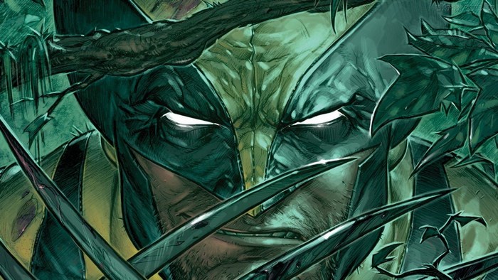 Wolverine with Claws and Mask in Green Forest