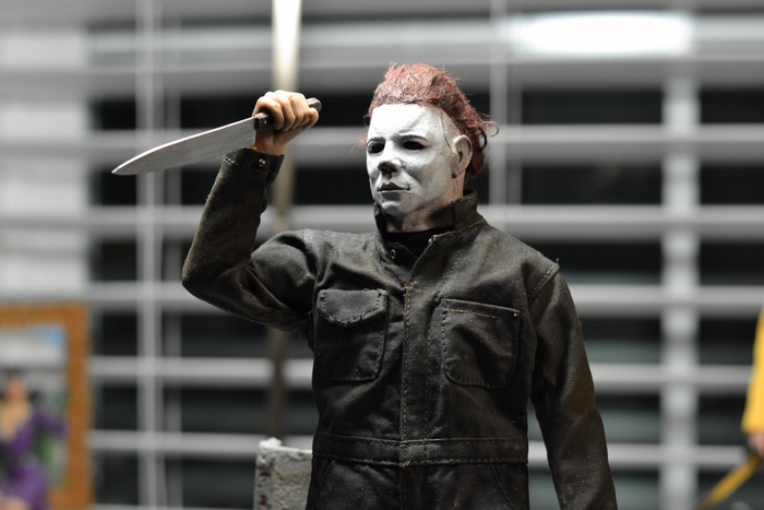 Michael Myers holding a knife