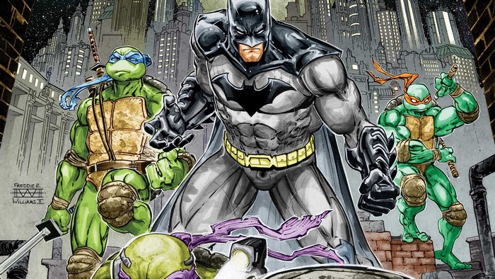 Batman and Teenage Mutant Ninja Turtles in Gotham