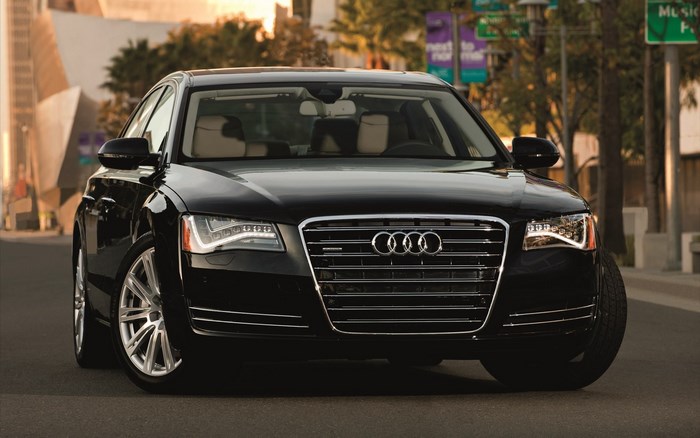 Black Audi A8 Sedan on a City Street
