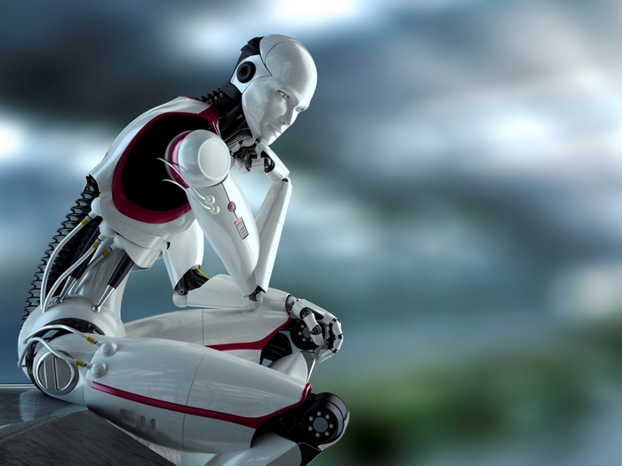 Robot in a thinking pose