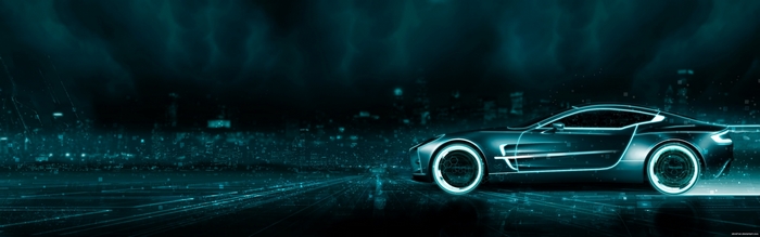 Tron Legacy car on a digital highway