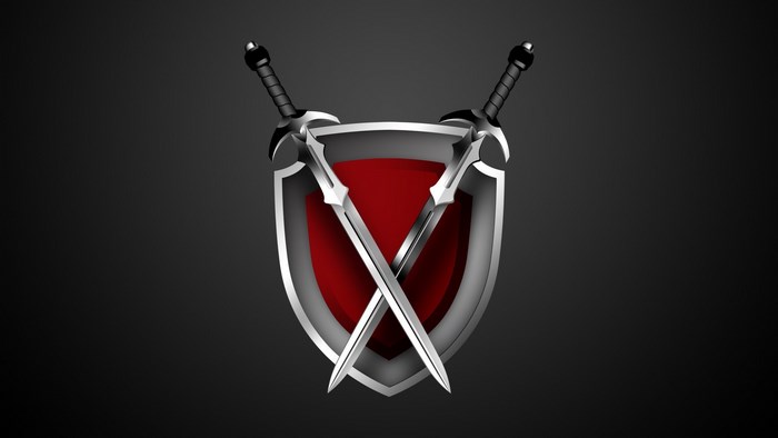 Shield and crossed swords emblem
