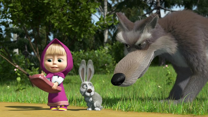 Masha with Rabbit and Wolf from Masha and the Bear