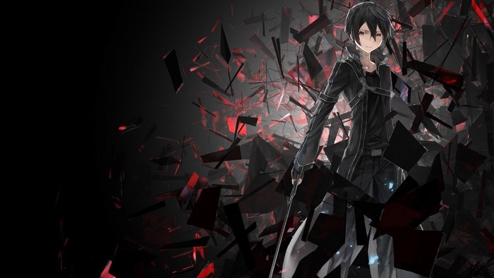 Kirito from Sword Art Online with abstract background