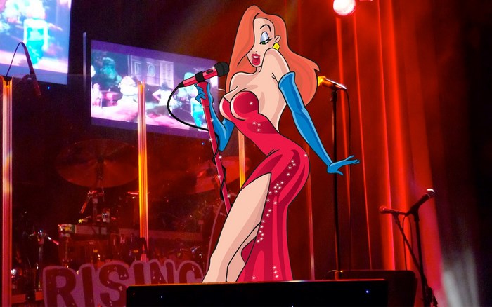 Jessica Rabbit singing on stage