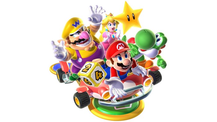 Mario Party 9 characters: Mario, Wario, Peach, and Yoshi