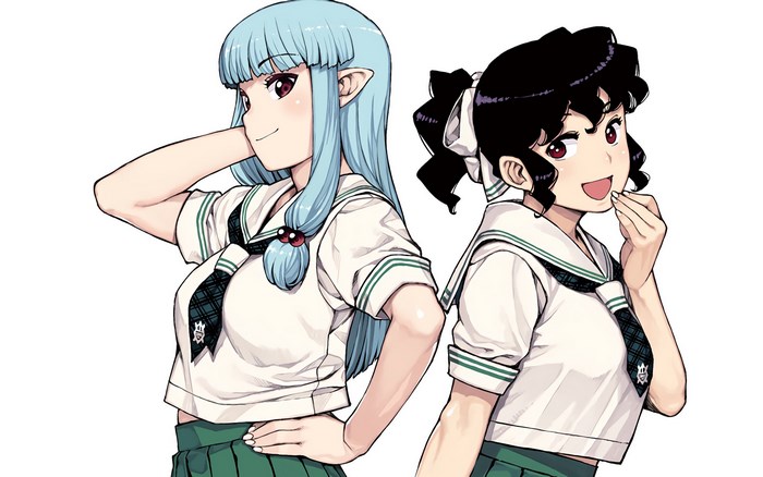 Two anime girls in school uniforms