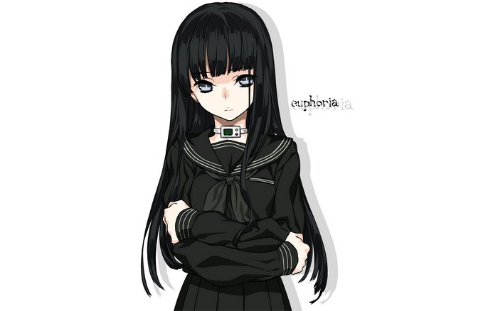 Girl with black hair and choker