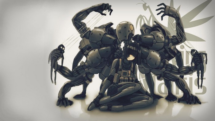 Girl with Metal Gear Solid 4: Guns of the Patriots robots