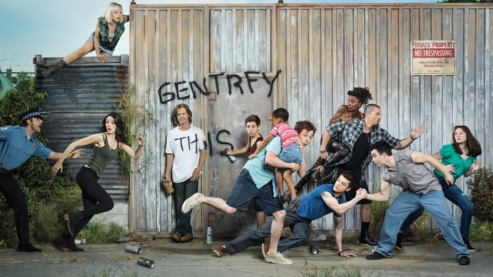 Shameless US cast posing in front of graffiti wall