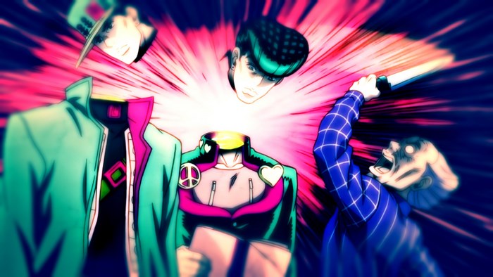 Josuke Higashikata and Jotaro Kujo from JoJo's Bizarre Adventure