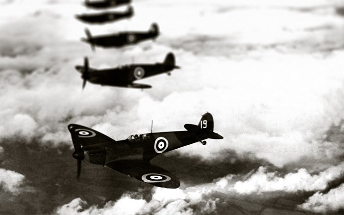 Supermarine Spitfires flying in formation