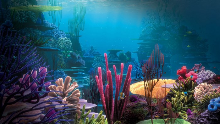 Underwater coral reef with fish