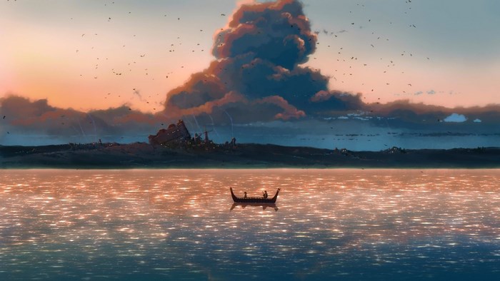 Children Who Chase Lost Voices boat at sunset