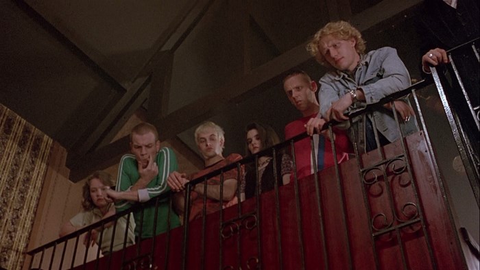 Trainspotting group on a balcony