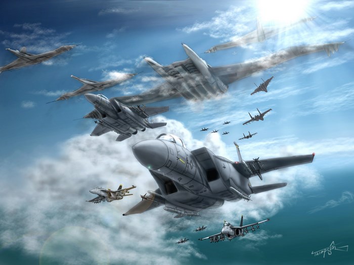 Ace Combat Jets Soaring Through Clouds