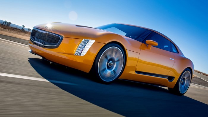2014 Kia GT4 Stinger Concept car on road