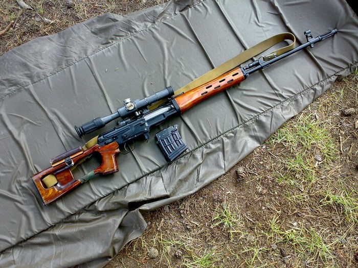Dragunov sniper rifle with scope and magazine