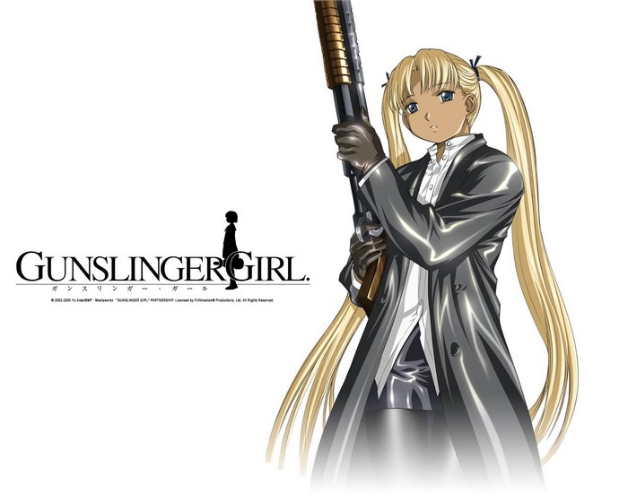 Henrietta from Gunslinger Girl with a shotgun