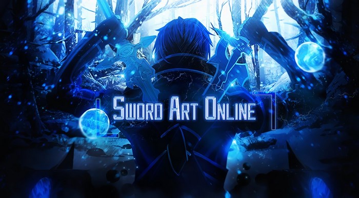 Kirito from Sword Art Online in a blue forest