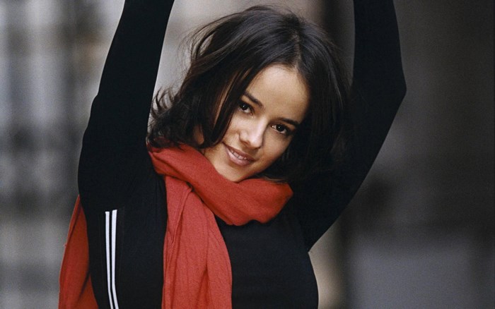 Alizée with a red scarf
