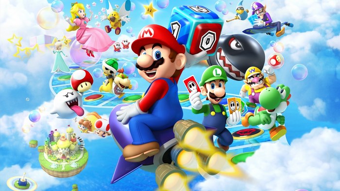 Mario Party Island Tour characters on a board