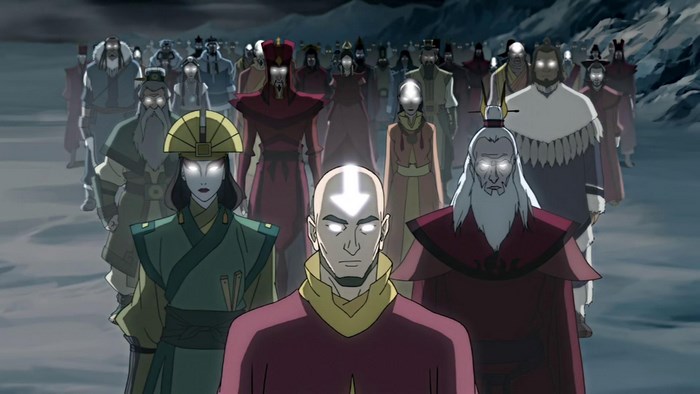 Avatar Aang and past Avatars in the Spirit World