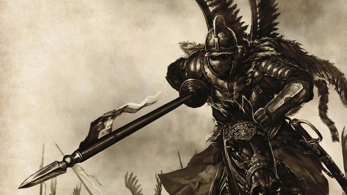 Winged Hussar on horseback with spear