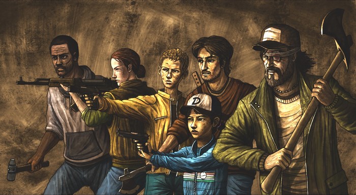 The Walking Dead Season 2 characters with weapons