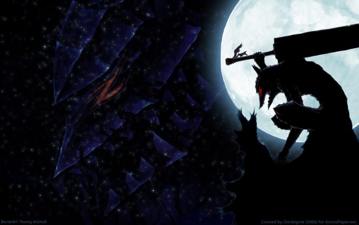 Guts from Berserk under the moon