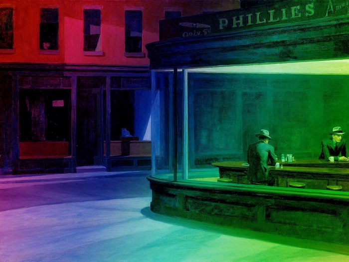 Nighthawks at the Diner painting