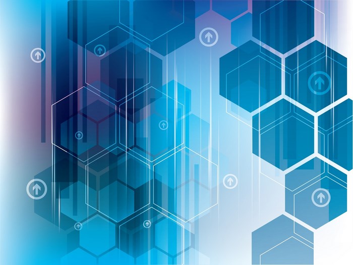 Futuristic Hexagonal Network with Upward Arrows