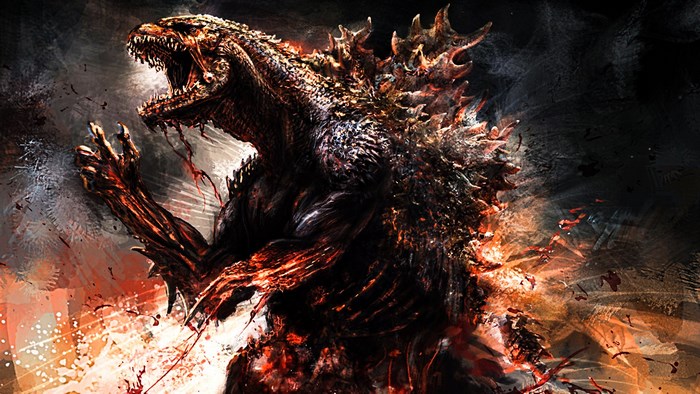 Fierce Godzilla in Fiery Chaos