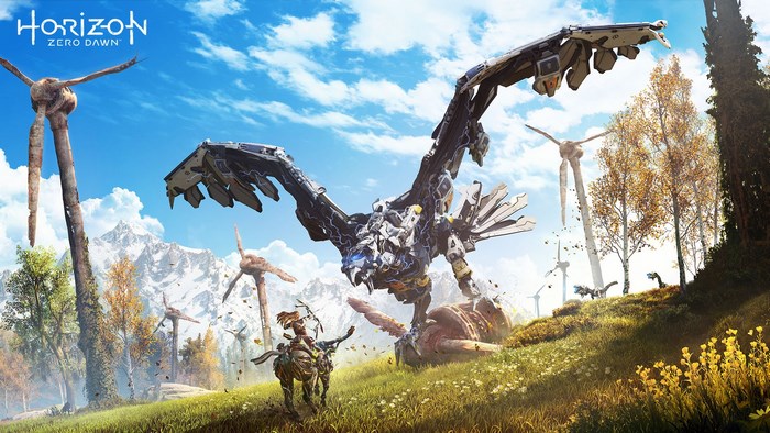 Horizon Zero Dawn mechanical bird battle
