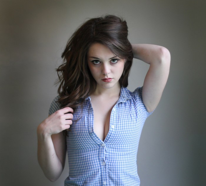 Imogen Dyer in Blue Checkered Shirt