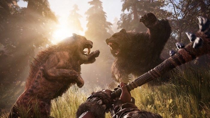 Far Cry Primal: Saber-toothed Cat and Bear Fight
