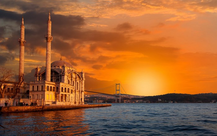 Ortaköy Mosque and Bosphorus Bridge at Sunset, Istanbul