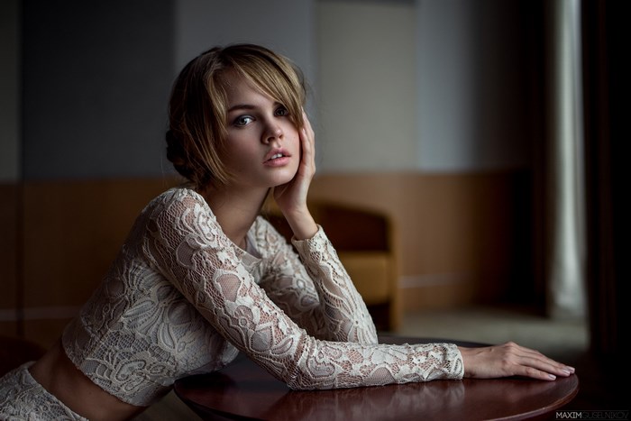 Anastasia Shcheglova in Lace Top