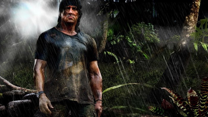 Rambo in a Jungle During a Rainstorm