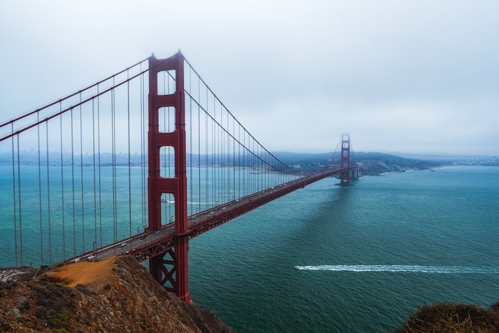 Golden Gate Bridge over the ocean