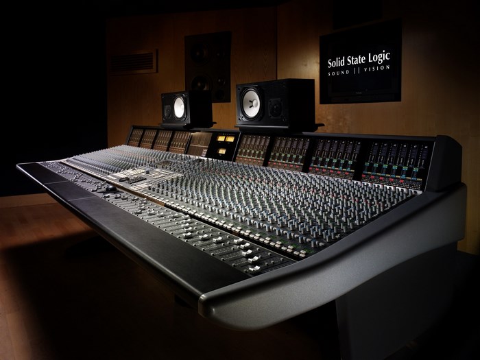 Solid State Logic mixing console in a studio