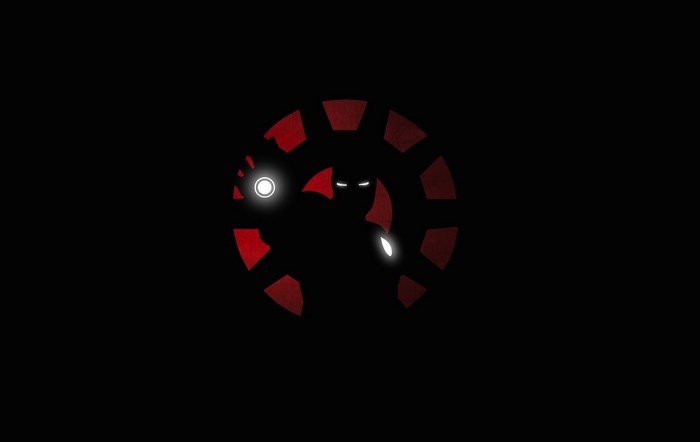 Iron Man silhouette in red arc reactor