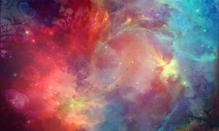 Watercolor Nebula with Stars