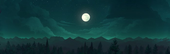 Firewatch desktop background with moonlit mountains