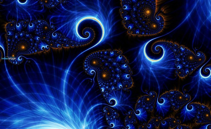 Blue and Orange Abstract Fractal Swirls