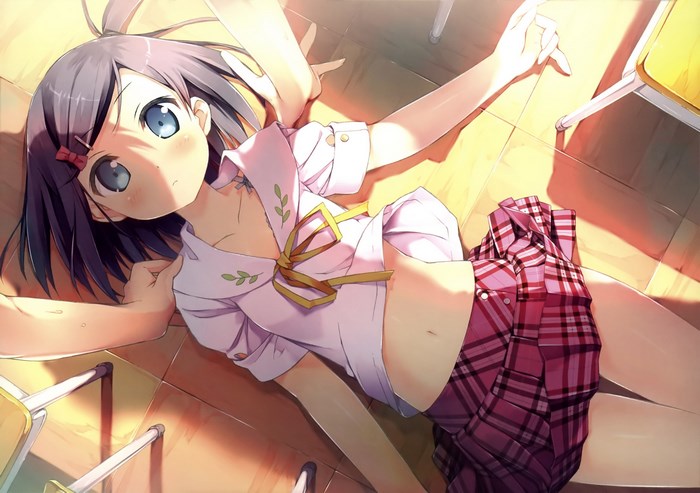 Ji to Warawanai Neko Character Lying Down in Classroom