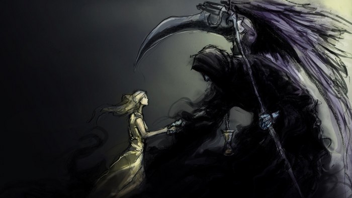 Grim Reaper and a Woman