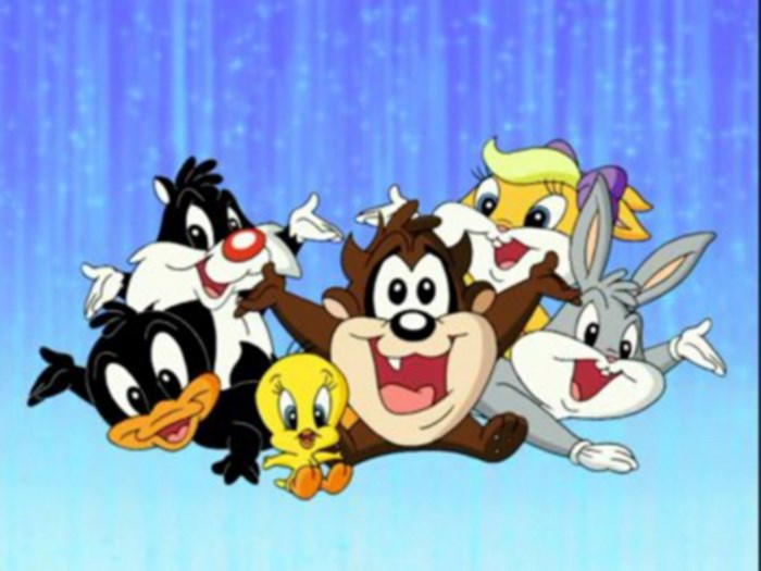 Baby Looney Tunes characters on blue background